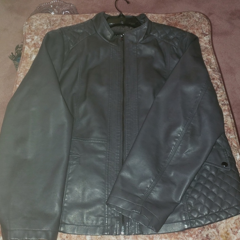 Gray Faux leather jacket